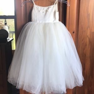 Ivory flower girl dress w light pink removable bow